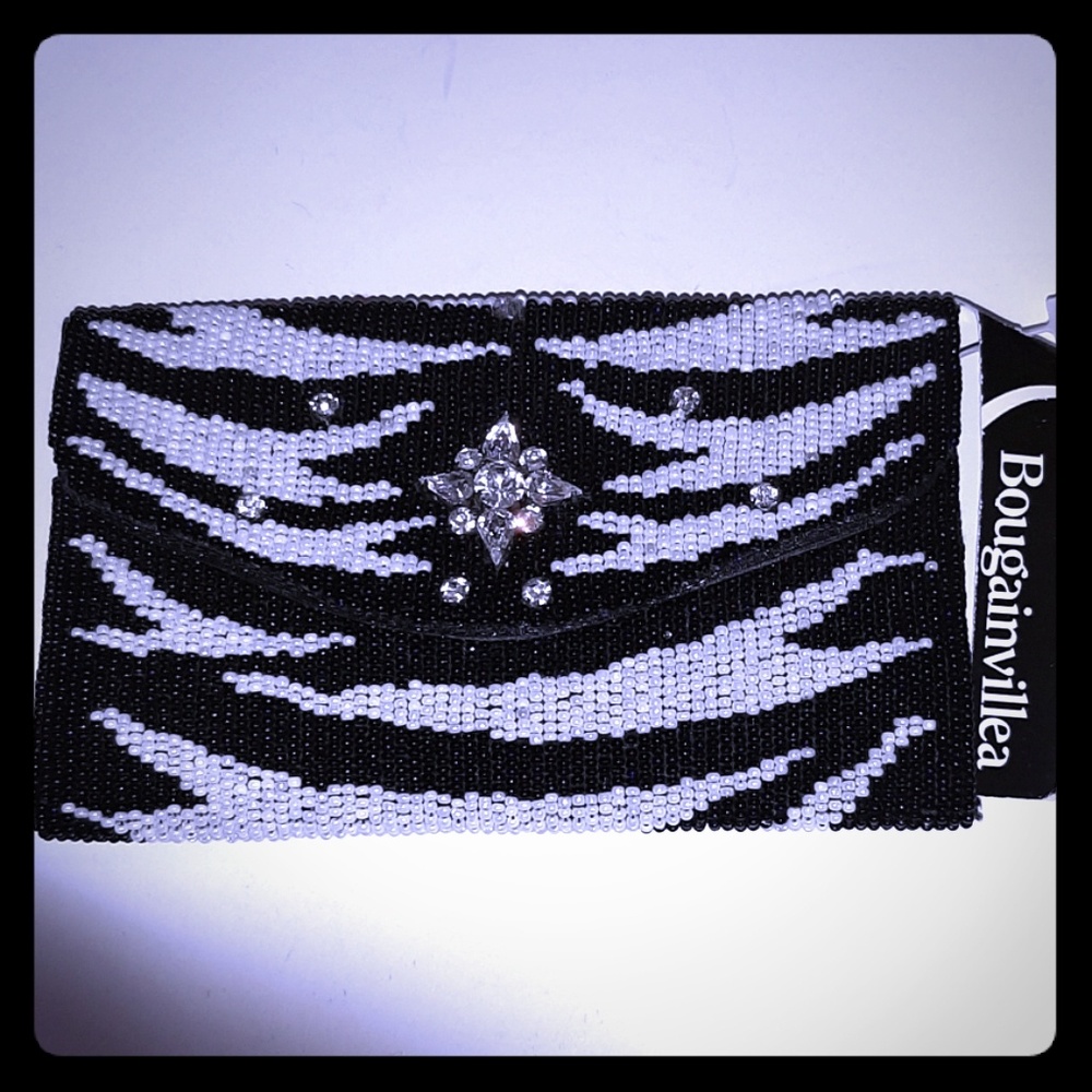 BOUGAINVILLEA BEADED MINI CLUTCH PURSE